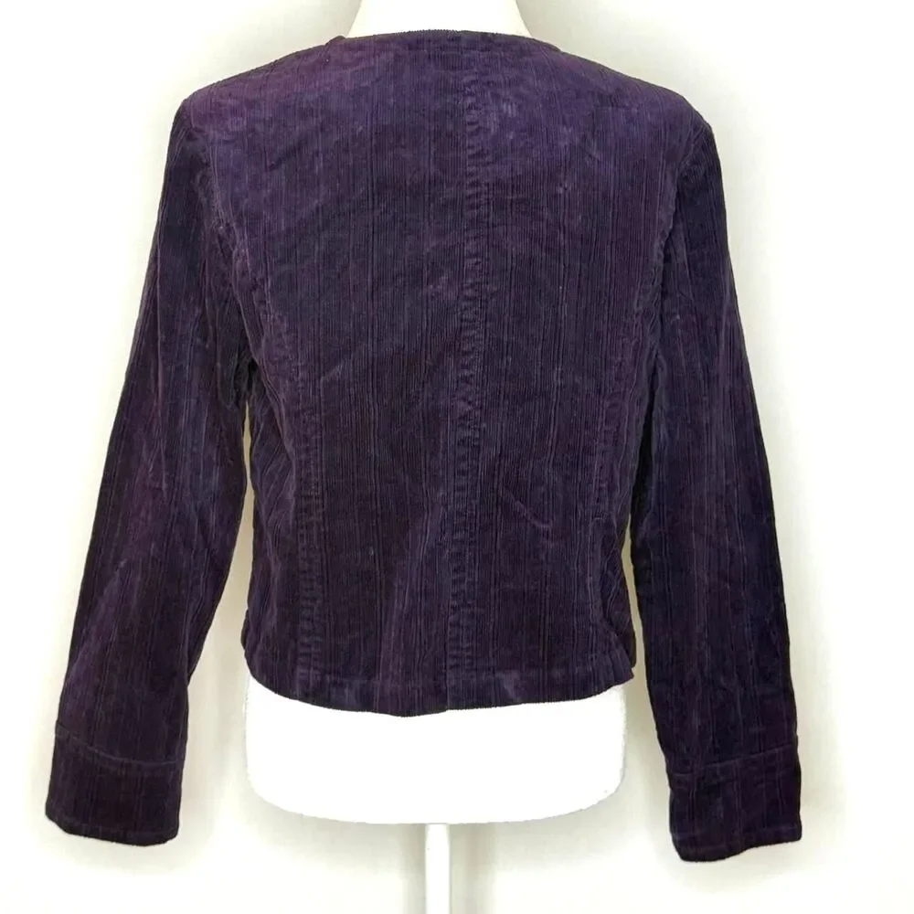 Purple Corduroy Button Up Coat
